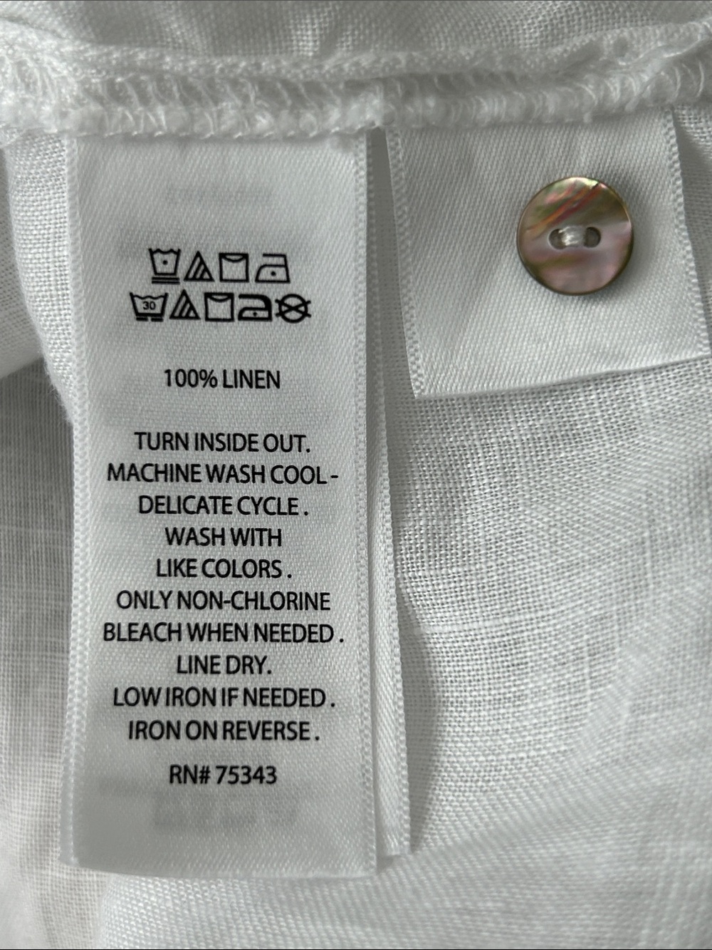 RACHEL Rachel Roy White Short-Sleeve Button Down Linen Shirt. Size Medium. - Picture 6 of 6